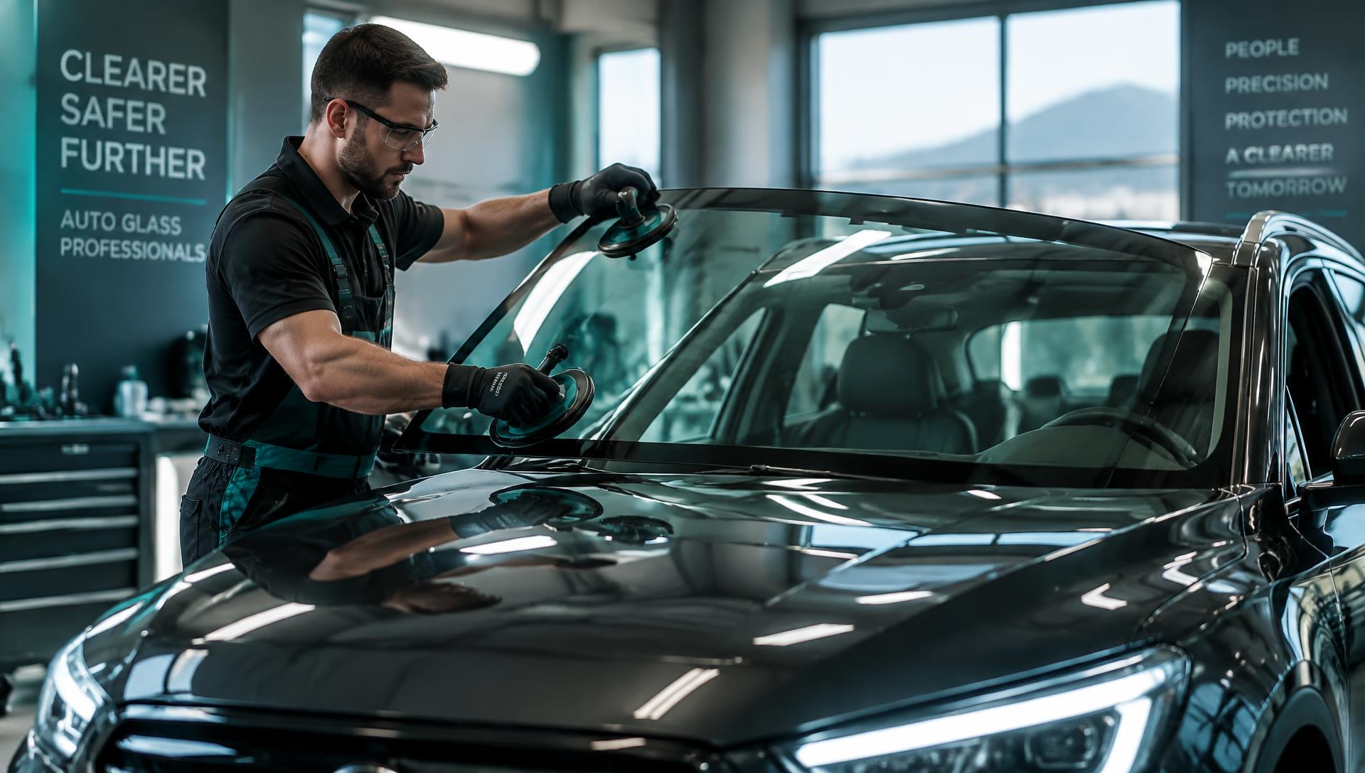 Technik Diamond Glass montuje nową szybę czołową